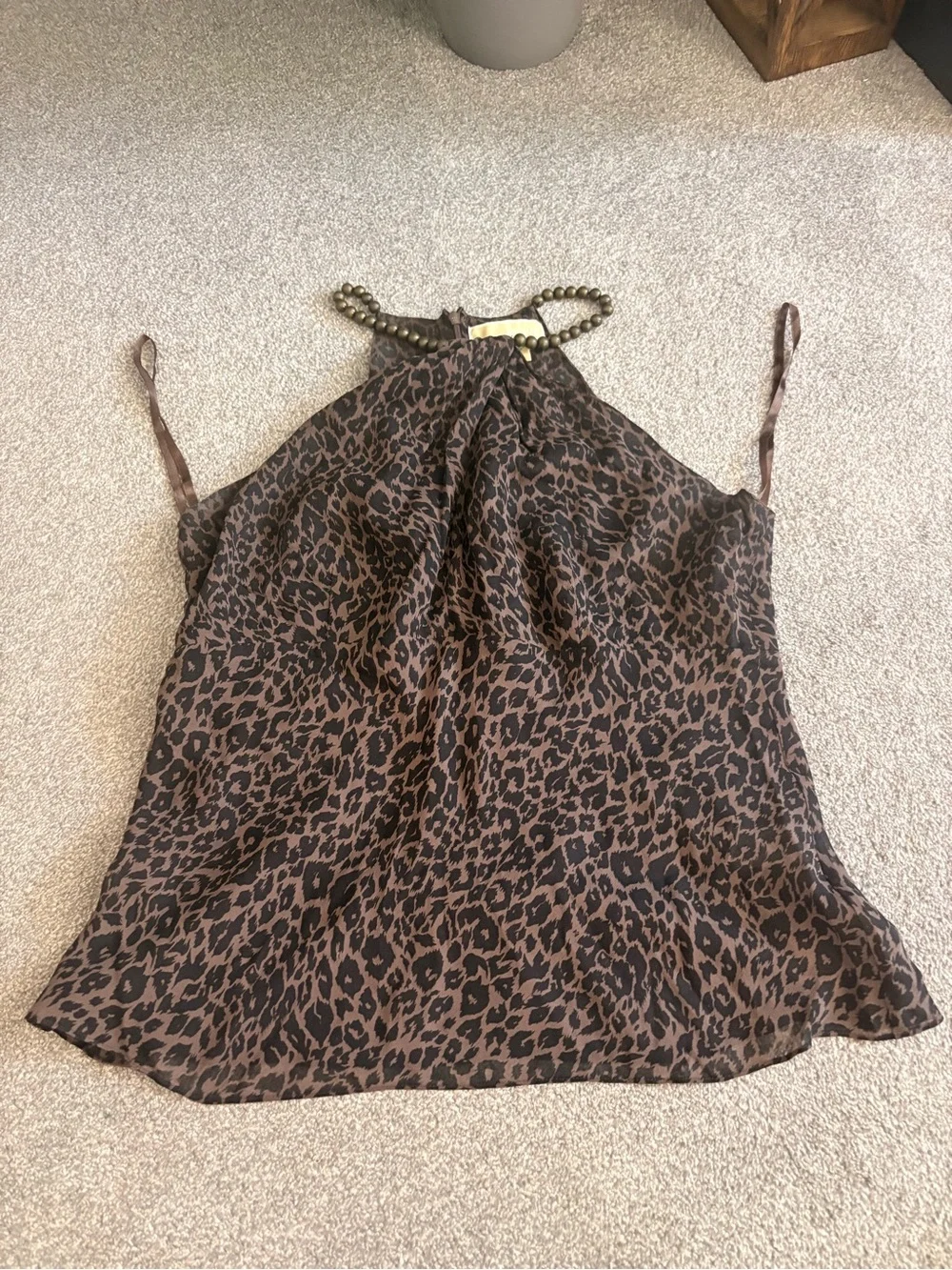 Michael Kors Brown Leopard Halter Cami Top